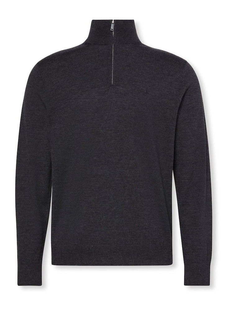 Calvin Klein Black Quarter Zip Merino Jumper - Image 6 of 6 Calvin Klein Black Quarter Zip Merino Jumper - Image 6 of 6