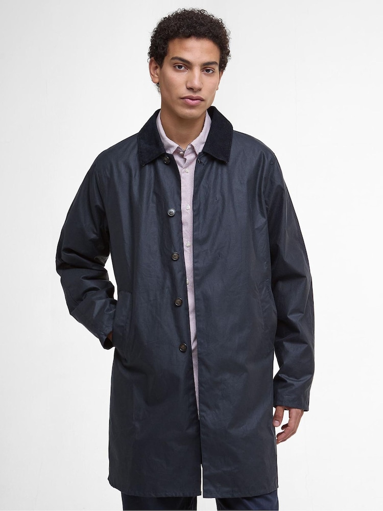 Barbour® Blue Lorden Wax Mac Coat - Image 1 of 7