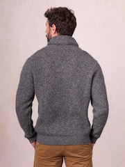 Lakeland Clothing Grey Skiddaw Shawl Neck Wool Blend Jumper - Image 4 of 6