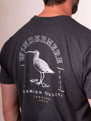 Lakeland Clothing Grey Curlew Printed Cotton Blend T-Shirt - Image 3 of 4