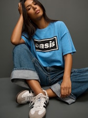 Blue Official License Oasis Band Relaxed Fit T-Shirt - Image 1 of 5