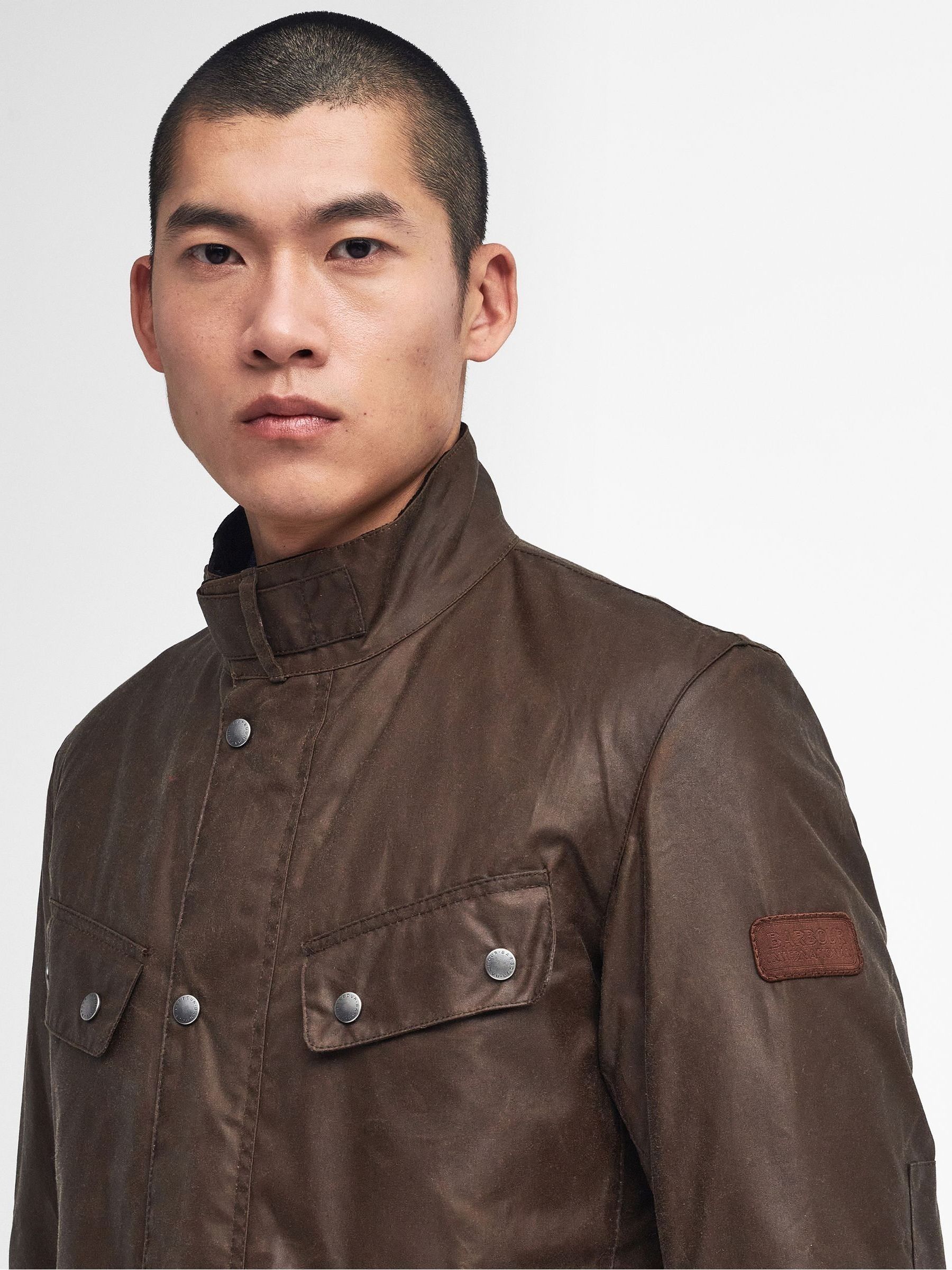 Buy Barbour® International Brown Duke Wax Bark Jacket from the