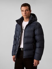 Calvin Klein Blue Hooded Down Puffer Jacket - Image 1 of 6