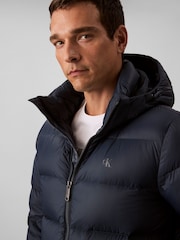 Calvin Klein Blue Hooded Down Puffer Jacket - Image 4 of 6