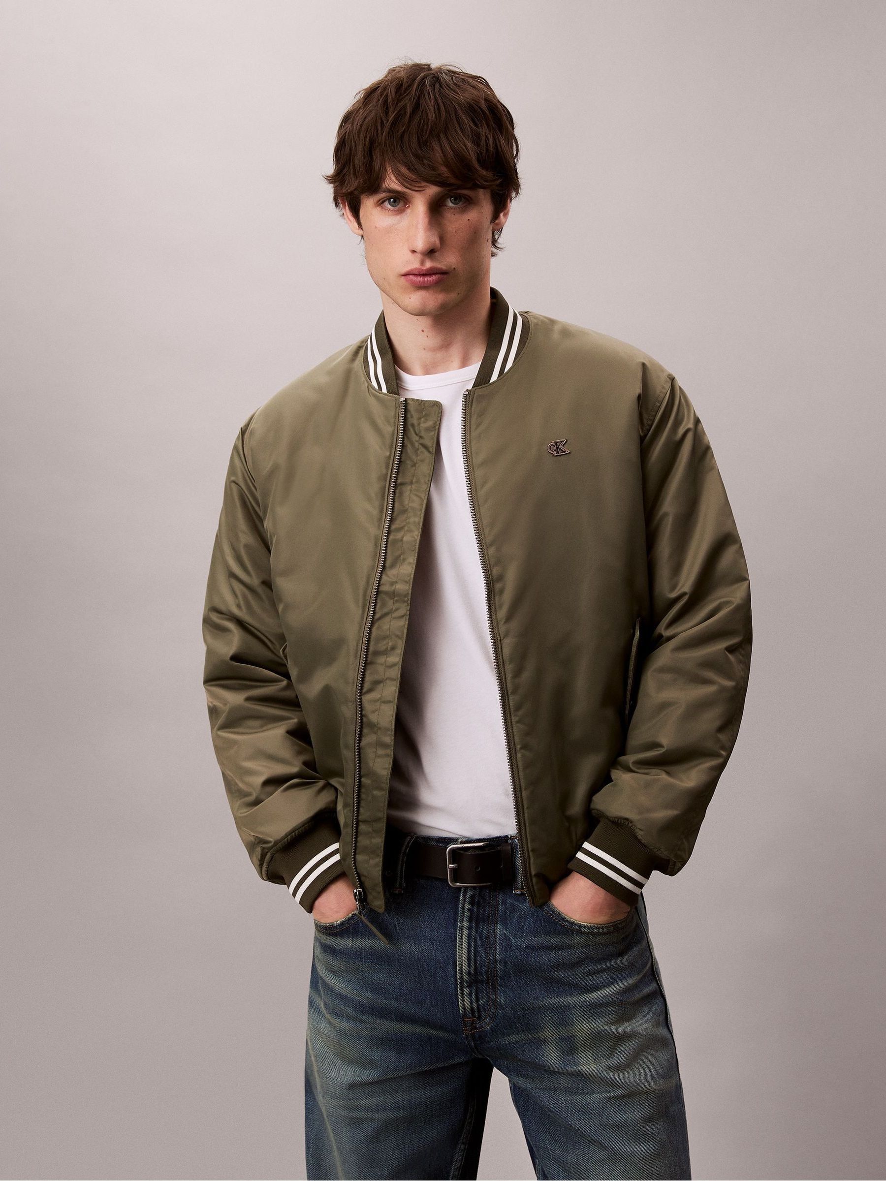 Buy Calvin Klein Green Nylon Tipped Bomber Jacket from Next USA