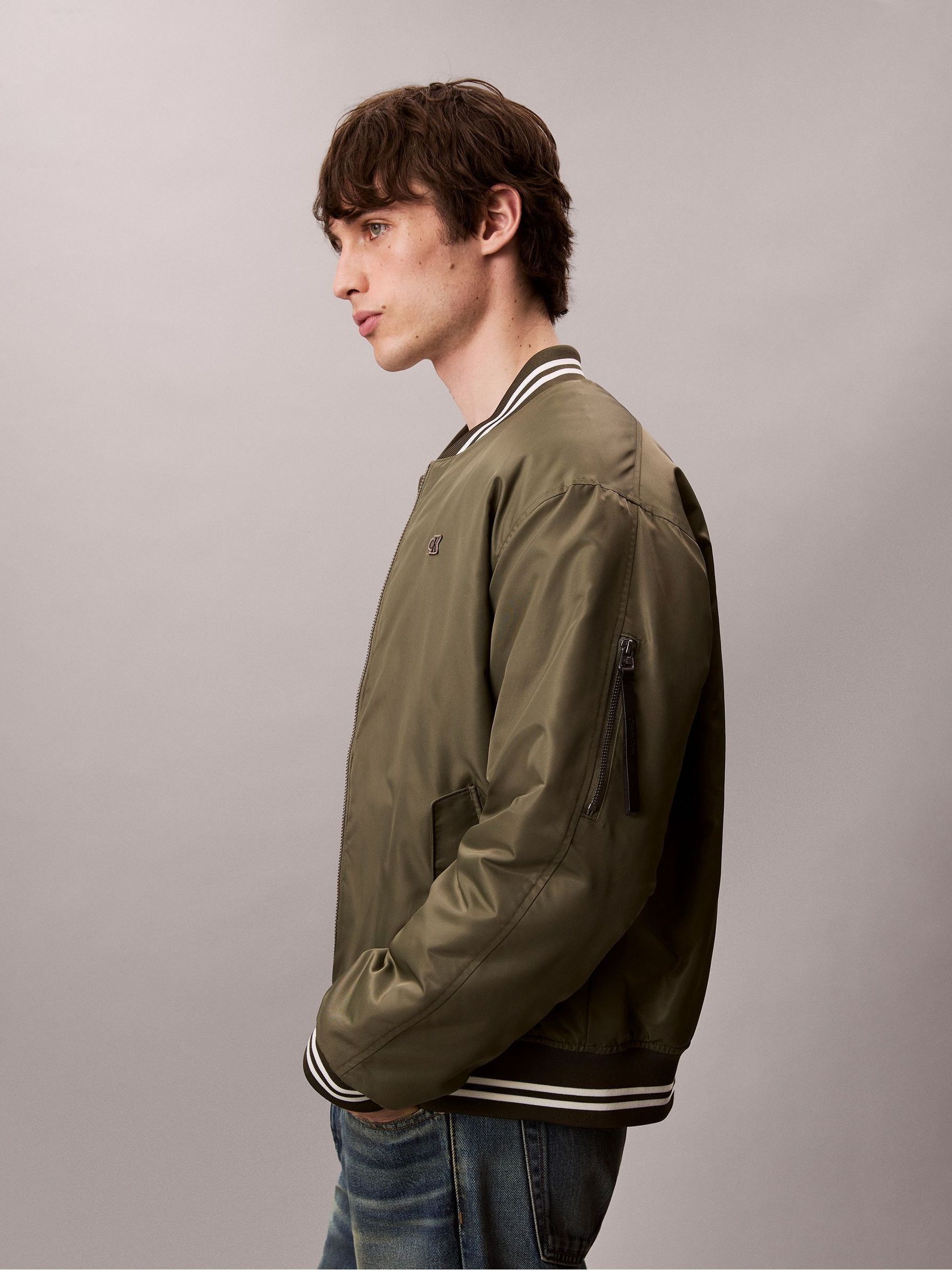 Buy Calvin Klein Green Nylon Tipped Bomber Jacket from Next USA
