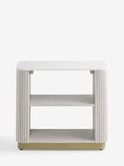 Light Grey Valencia Marble and Mango Wood Sofa Side Table - Image 2 of 7