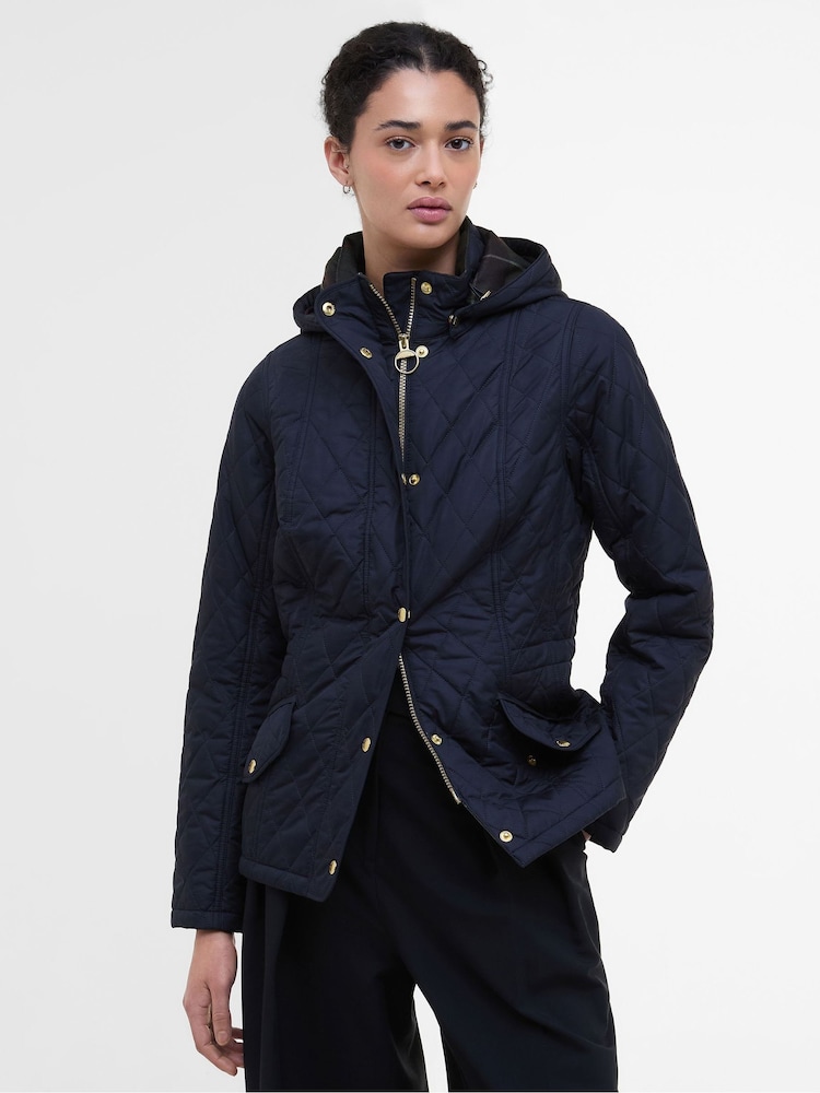 Barbour® Blue Millfire Quilt Coat - Image 1 of 7 Barbour® Blue Millfire Quilt Coat - Image 1 of 7