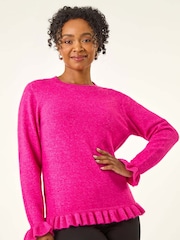 Roman Pink Petite Flute Hem Knit Jumper - Image 4 of 5