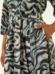 Roman Grey Petite Animal Print Shirt Stretch Dress - Image 5 of 5