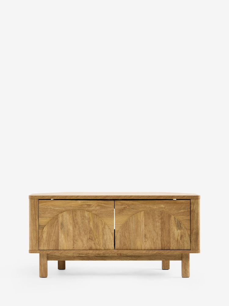 Natural Arches Mango Corner Wood Effect TV Unit - Image 1 of 5