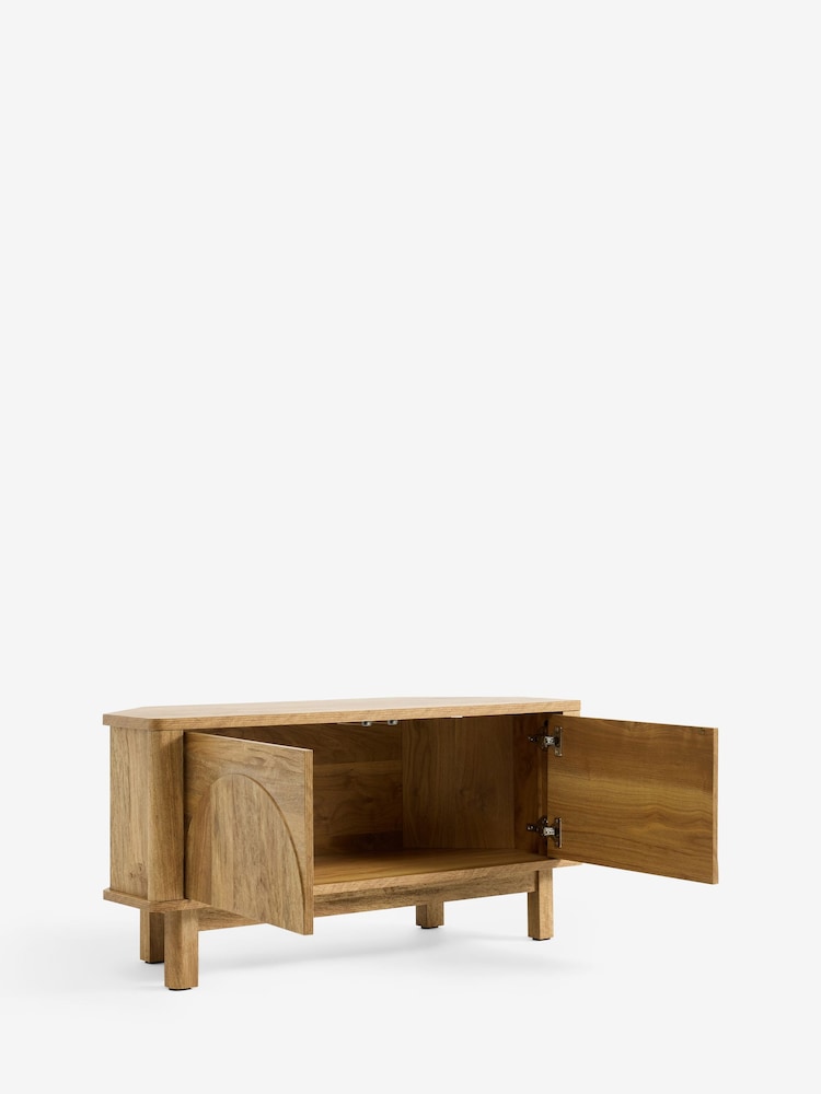 Natural Arches Mango Corner Wood Effect TV Unit - Image 2 of 5