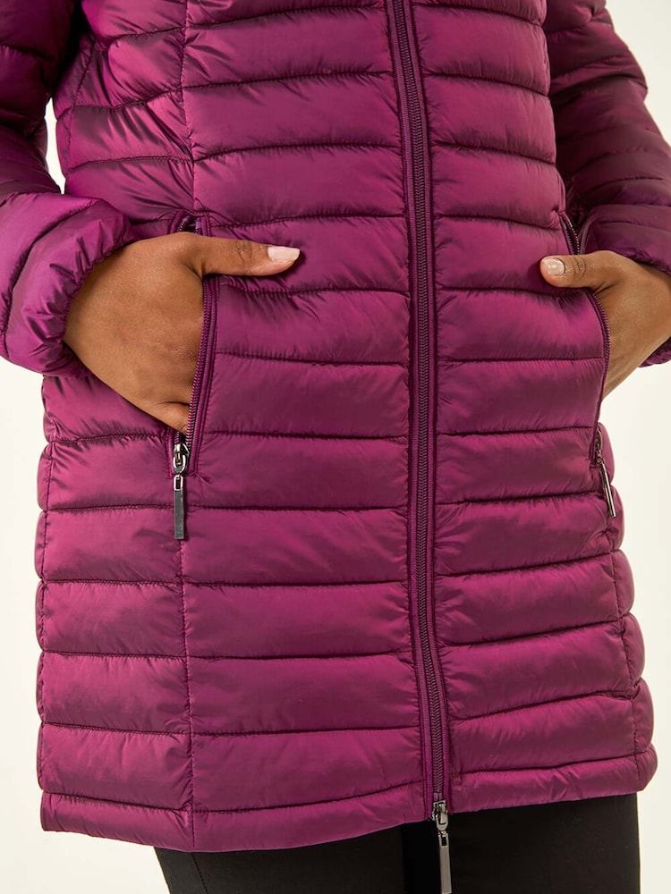 Roman Pink Petite Metallic Finish Quilted Puffer Coat - Image 5 of 5 Roman Pink Petite Metallic Finish Quilted Puffer Coat - Image 5 of 5