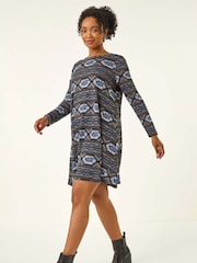 Roman Blue Petite Nordic A-Line Stretch Dress - Image 2 of 5