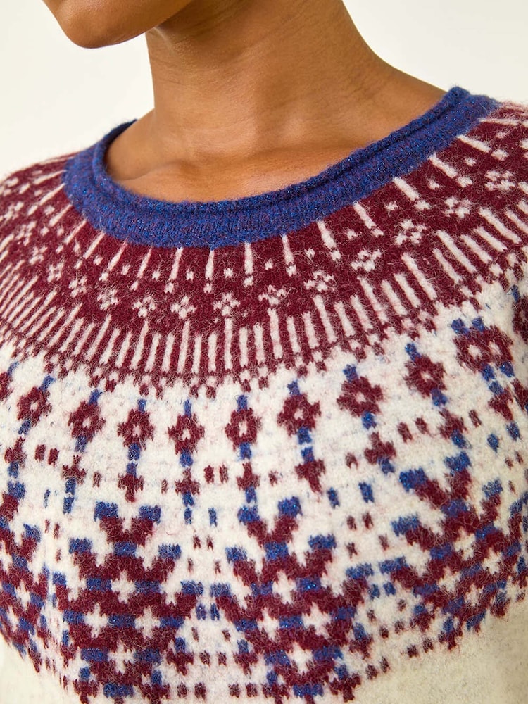 Roman White Petite Fairisle Neppy Knit Jumper - Image 5 of 5