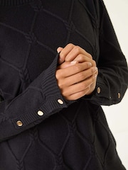 Roman Black Petite Button Cuff Knit Jumper - Image 5 of 5