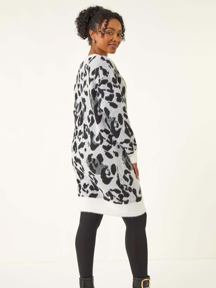 Roman Grey Animal Print Knitted Dress - Image 2 of 5 Roman Grey Animal Print Knitted Dress - Image 2 of 5