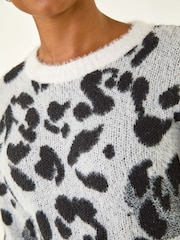 Roman Grey Animal Print Knitted Dress - Image 5 of 5