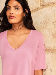 Love & Roses Blush Pink V-Neck Premium Jersey T-Shirt - Image 2 of 4