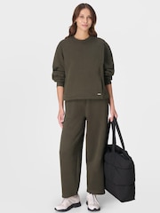 Sweaty Betty Green Premium Brushed Crew Neck Sweatshirt - Image 5 of 7