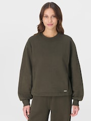 Sweaty Betty Green Premium Brushed Crew Neck Sweatshirt - Image 6 of 7