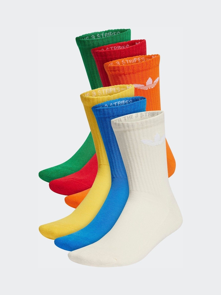 adidas Originals Red/Blue Trefoil Crew Socks 6 Pack - Image 1 of 1