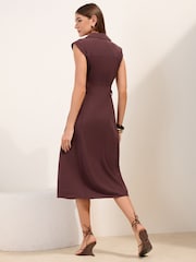 Friends Like These Chocolate Brown Side Buckle Utility Shirt Dress - Image 4 of 4
