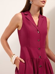 Friends Like These Burgundy Red Dropped Waist Utility Tailored Midaxi Dress - Image 2 of 4