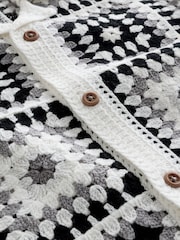 Black/White Crochet Knitted Short Sleeve Shirt (12mths-10yrs) - Image 4 of 4