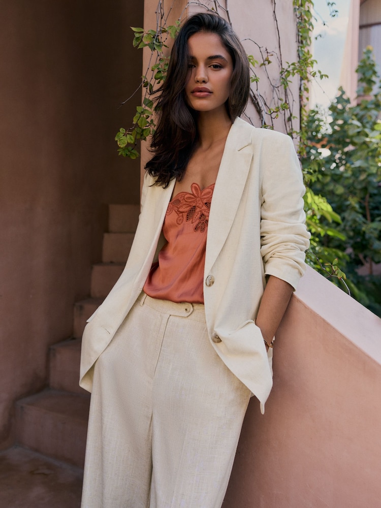 Beige - Friends Like These Blazer para sa Kasintahan na may Linen - Larawan 1 ng 4