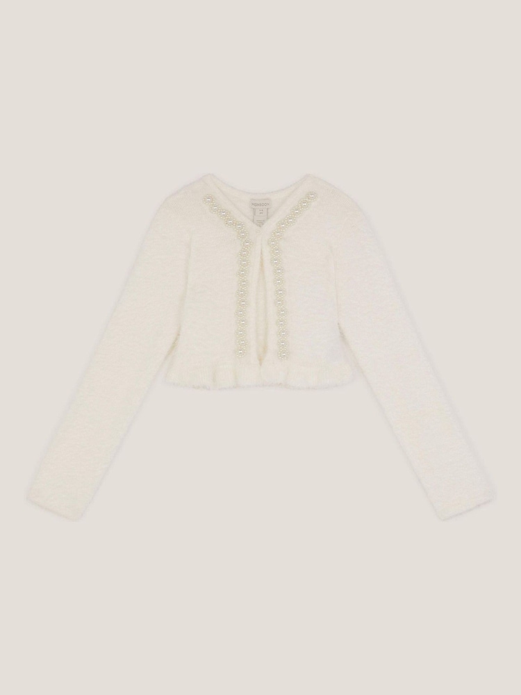 Monsoon White Pearl Fuzzy Cardigan - Image 1 of 3