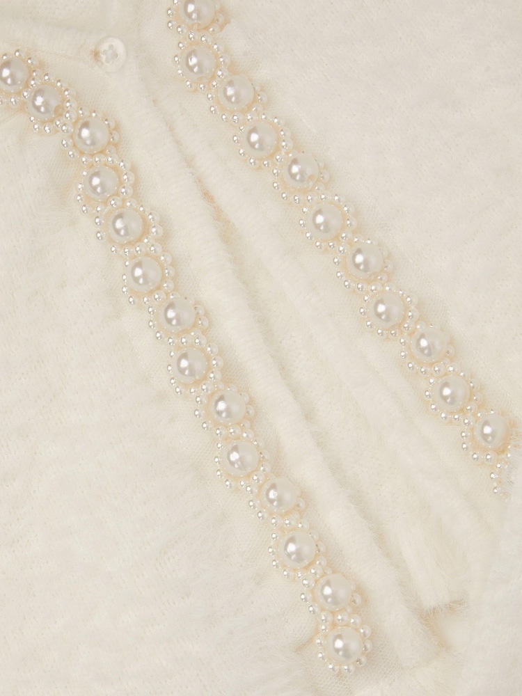 Monsoon White Pearl Fuzzy Cardigan - Image 3 of 3