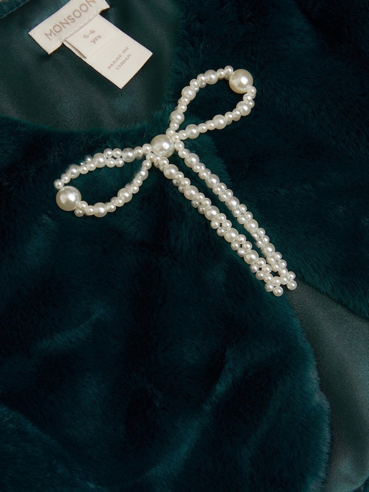 Monsoon Blue Marie Bow Faux Fur Shrug - Image 4 of 4