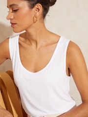 Love & Roses Ivory Satin Trim Scoop Neck Jersey Vest - Image 2 of 4
