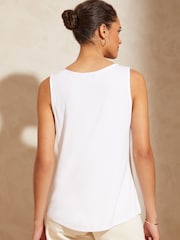 Love & Roses Ivory Satin Trim Scoop Neck Jersey Vest - Image 3 of 4