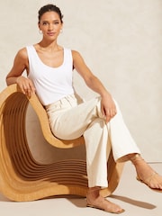 Love & Roses Ivory Satin Trim Scoop Neck Jersey Vest - Image 4 of 4