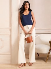 Love & Roses Navy Satin Trim Scoop Neck Jersey Vest - Image 3 of 4