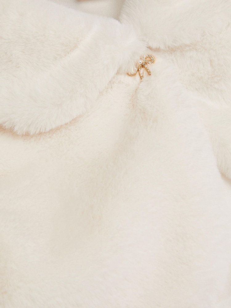 Monsoon Cream Faux Fur Collared Shrug - Image 3 of 3