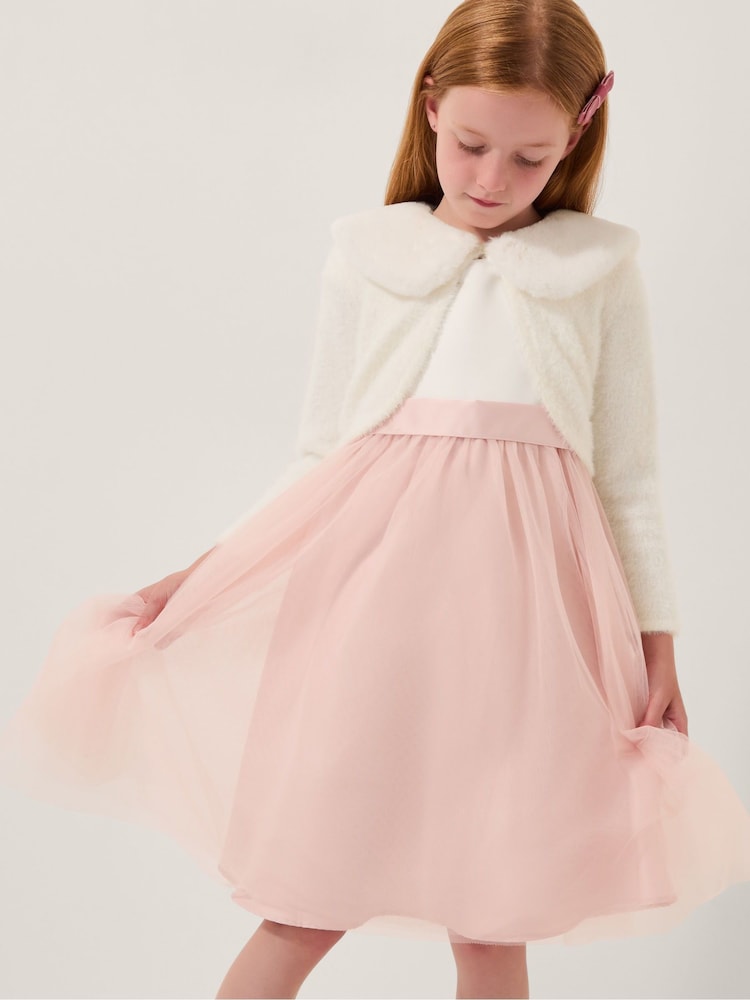 Monsoon Cream Detachable Collar Fuzzy Cardigan - Image 1 of 4 Monsoon Cream Detachable Collar Fuzzy Cardigan - Image 1 of 4