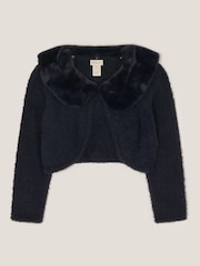 Monsoon Blue Detachable Collar Fuzzy Cardigan - Image 2 of 4