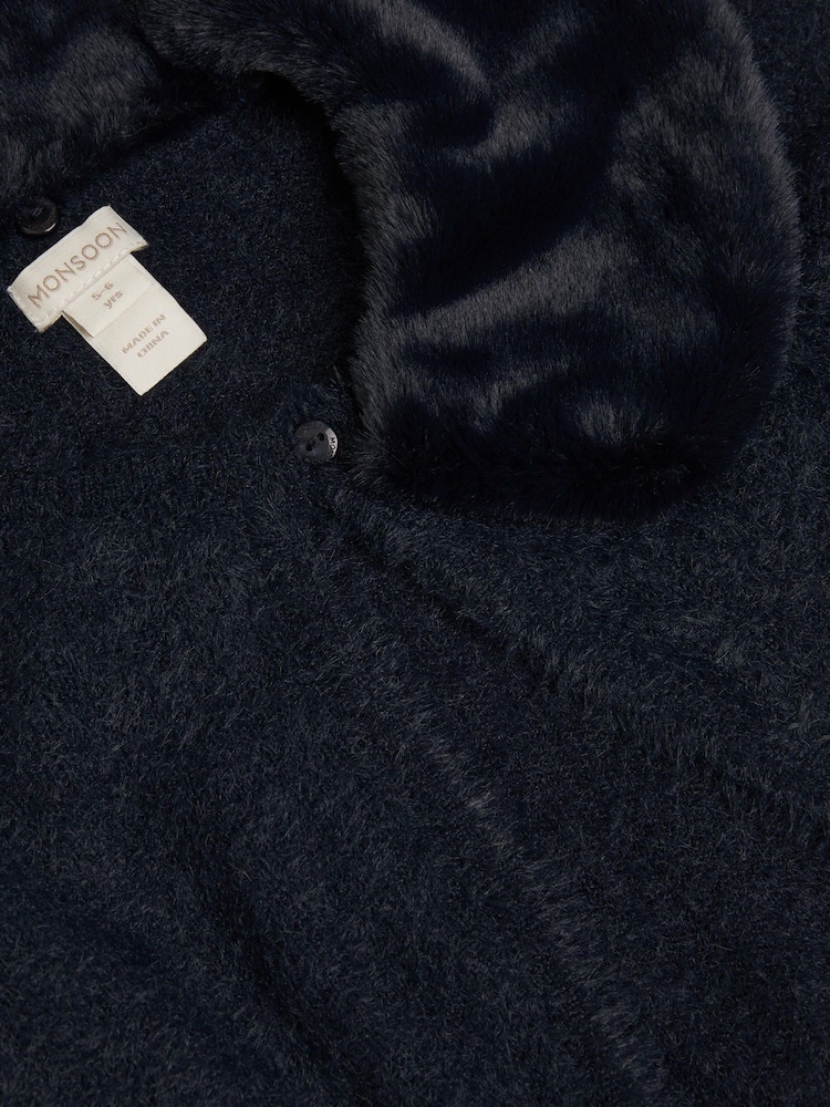 Monsoon Blue Detachable Collar Fuzzy Cardigan - Image 4 of 4 Monsoon Blue Detachable Collar Fuzzy Cardigan - Image 4 of 4