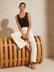 Love & Roses Black Satin Trim Scoop Neck Jersey Vest - Image 4 of 4