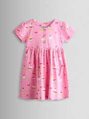 JoJo Maman Bébé Pink Ice cream Button Front Pet In Pocket Dress - Image 1 of 3