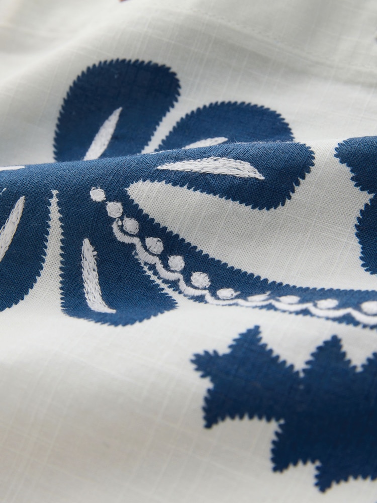 White/Blue Embroidery Embroidered Sleeveless Waistcoat (3-16yrs) - Image 8 of 8