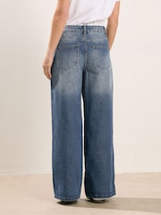 PixieGirl Petite Blue Button Front Wide Leg Jeans - Image 3 of 5