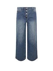 PixieGirl Petite Blue Button Front Wide Leg Jeans - Image 5 of 5