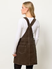 PixieGirl Petite Brown Cord Dungaree Mini Dress - Image 3 of 5