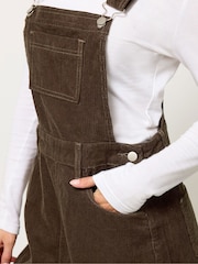 PixieGirl Petite Brown Cord Dungaree Mini Dress - Image 4 of 5