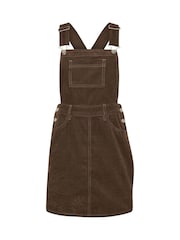 PixieGirl Petite Brown Cord Dungaree Mini Dress - Image 5 of 5