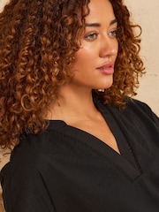 Love & Roses Black Lace Trim Crew Neck T-Shirt - Image 2 of 4